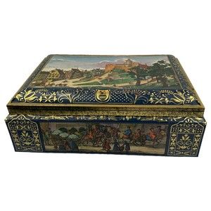 Vintage Schmidt Lebkuchen und Honig Nürnberg Biscuit Tin Box Germany 17x12x7''